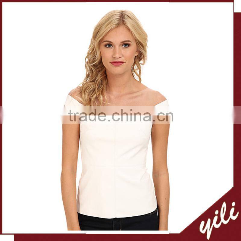new model Off-the-shoulder look with cap sleeves t shirt women's blouse