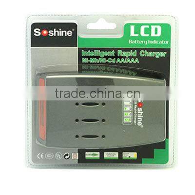 Soshine LCD Quick Charger for 4pcs AA/AAA Battery universal ni-mh battery charger aa aaa battery charger