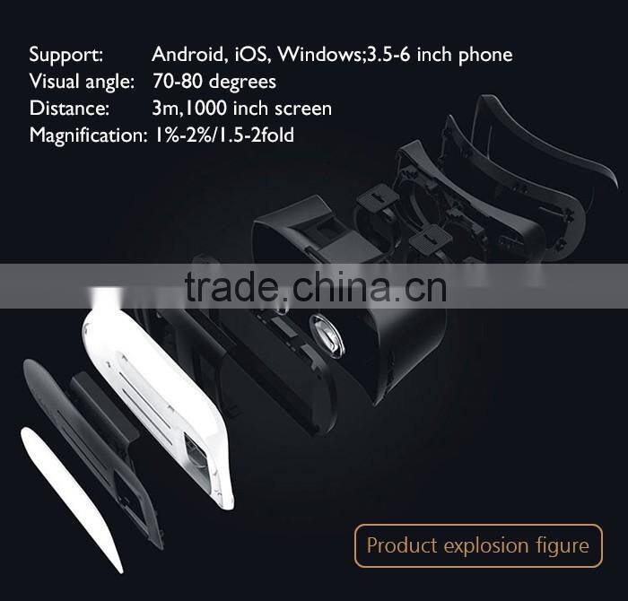 HC-V2 best selling high quality HD 3d vr headset glasses box for different phones