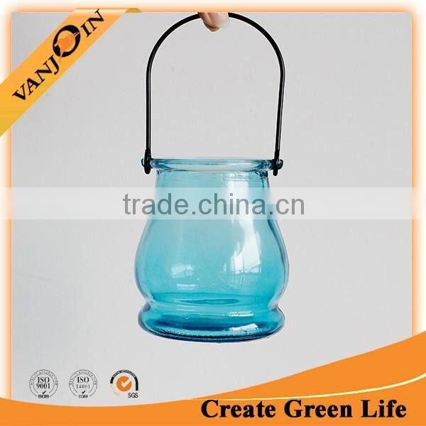 Decorated Color Glass Candle Holders With Wire