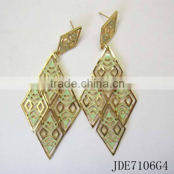Fashion gift rhombus connector earrings