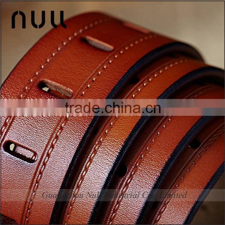 brown / white fashion design factory wholesale leather belt strap belt buckle manufacturers