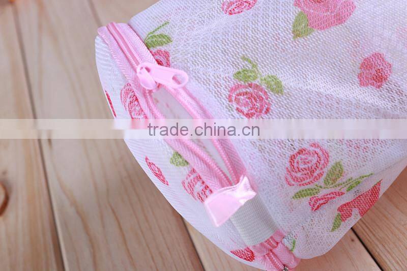 YIWU RODA 100% polyester mesh printed folding cylindrical laundry bag