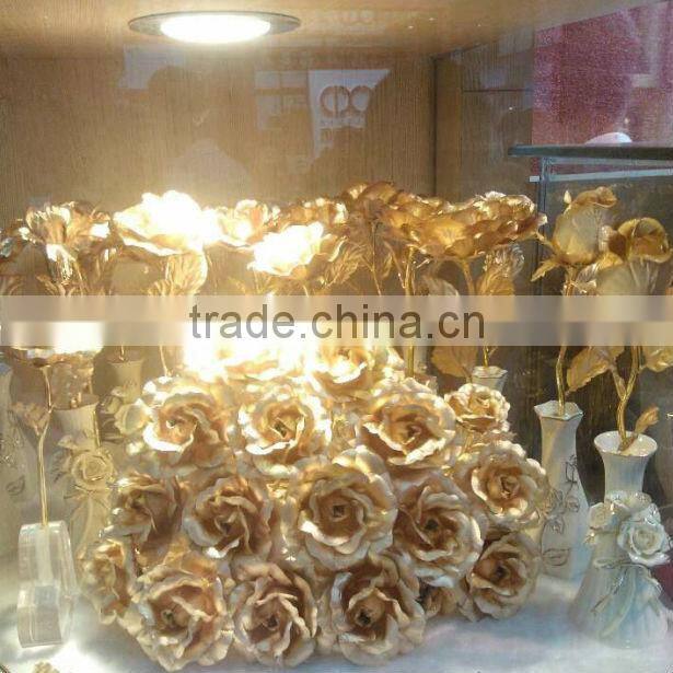 OEM Wedding Decoration Glorious 24k Gold Foil Open Roses