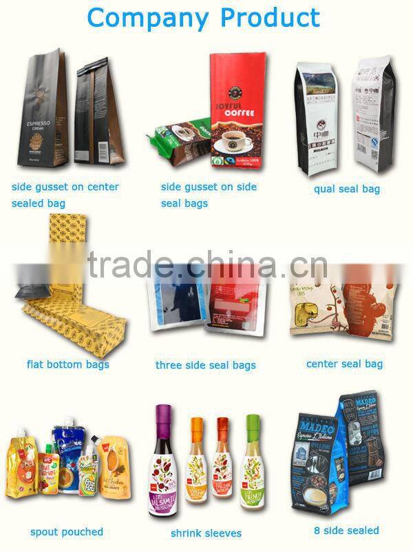 China Supplier Wholesale Flexible Middle Sealed Side Gusset coffee bean pouch with Air Valve