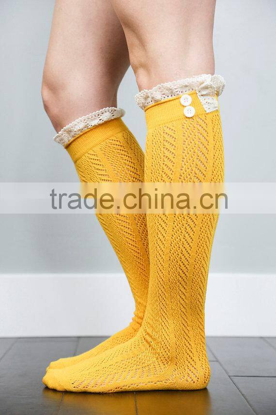 Women Knee High Boot Socks Knee High Grace and Lace Dainty Boot Socks With Button And Lace
