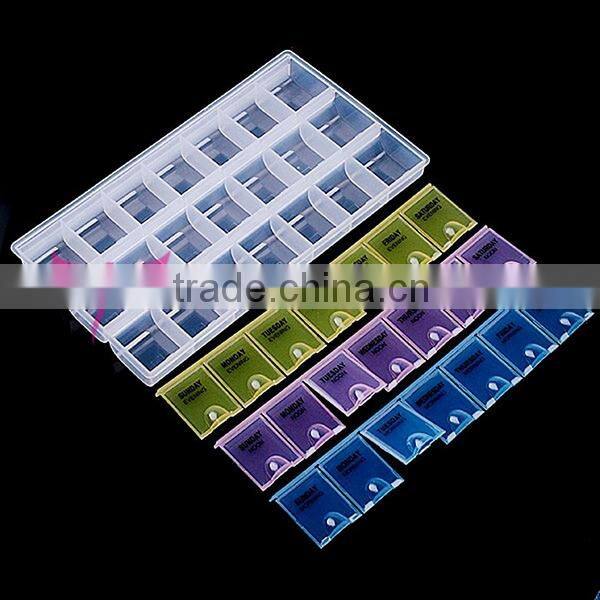 Professional Monday To Sunday Time Marked Empty 24 Grid Nail Tips Box,nail art decoration box