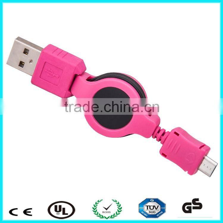 1m retractable Micro USB Data Cable For Cellphone