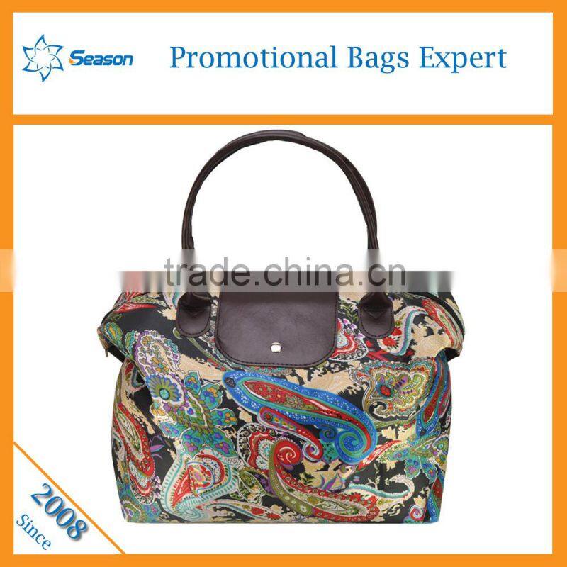 Fashion Flower print nylon lady tote bag women shopping bags