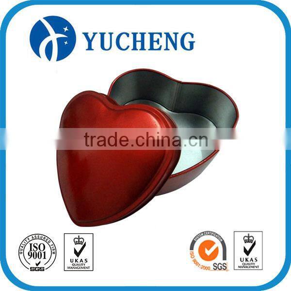 Chinese beautiful red heart shape gift candy metal craft tin box