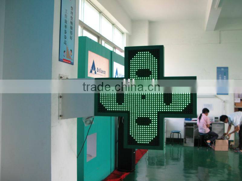 Outdoor Green 3D LED Pharmacy Cross for pharmacy shop