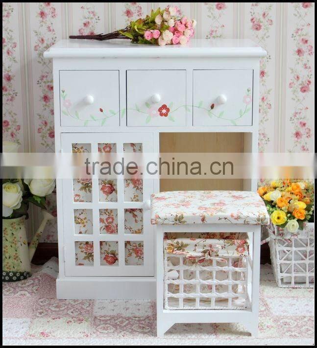 Solid wood bedroom small Country style inspired dressing table with mirror,makeup dresser including soft cusion chair