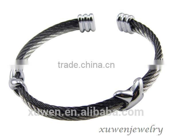 black color cable wire stainless steel girls latest bangles