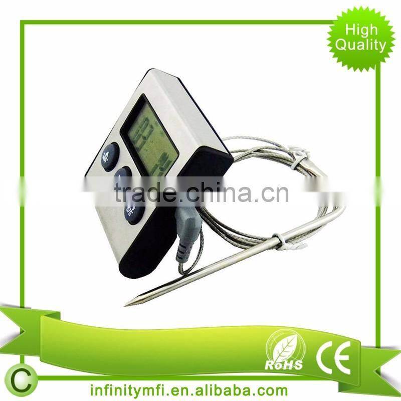 Instant Read Digital Meat Thermometer and Timer with Steel Probe for Cooking BBQ Smoker Grill