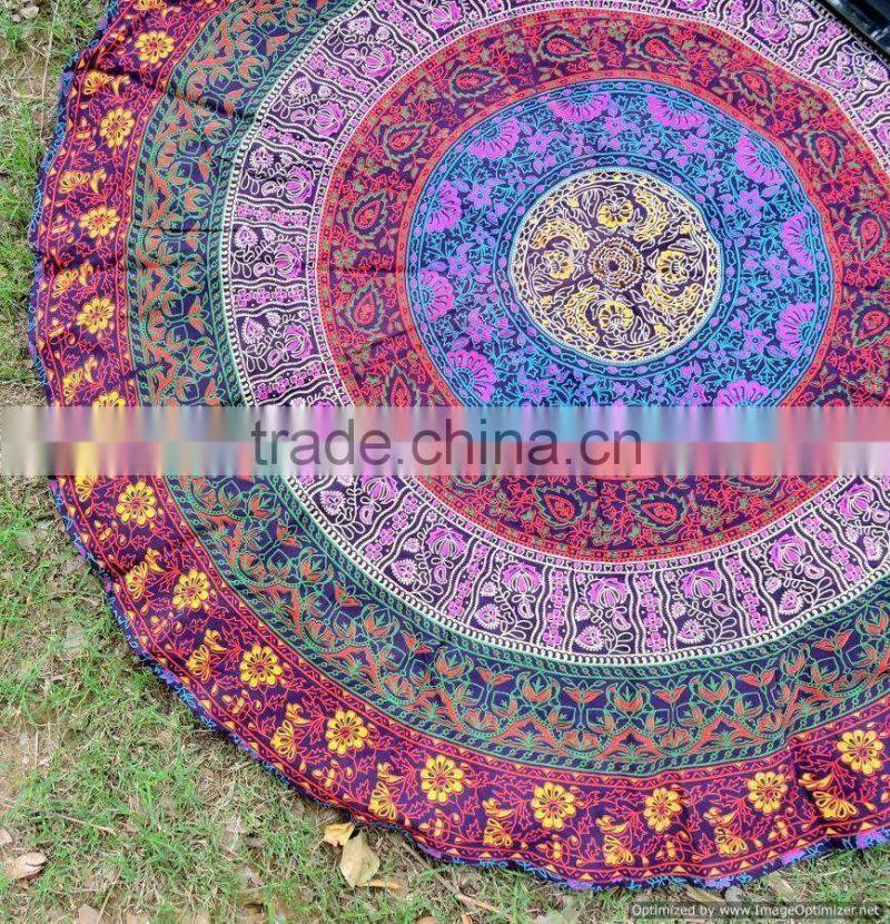 Indian Tapestry Mandala Round Roundie Yoga Mat Beach Throw Hippie Mandala Round Throw Beach Roundie Tapestry Beach Roundie Round