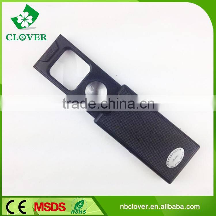 Logo printing accepted 13000-15000MCD folding 3 led plastic magnifier