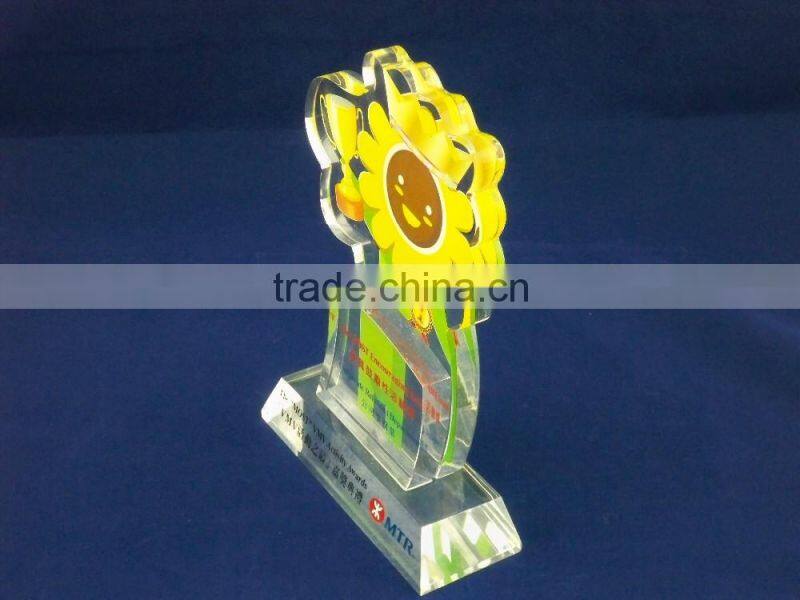 Flower shape achievement awards acrylic trophy