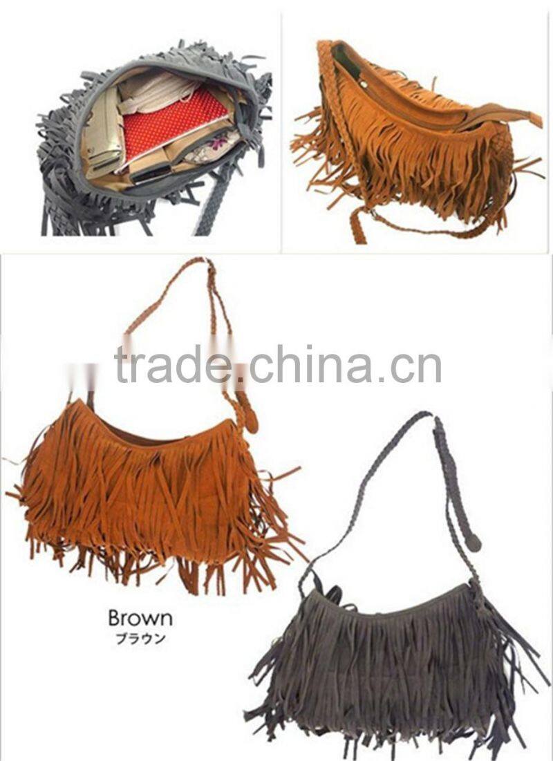 Hot Sale Fashion Women Handbag Tassel Cross Body Women Bag Solid Color Zipper Shoulder Bags Leather Handbags for female