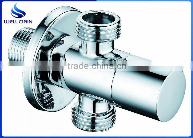 Brass angle valve chrome plating with two way water outlet
