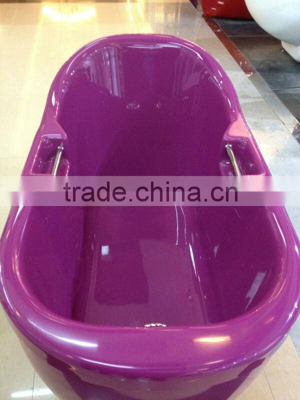 simple bathtub with handrail,freestanding tub