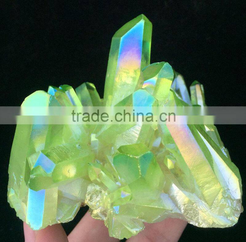 large green electroplating crystal cluster for selling