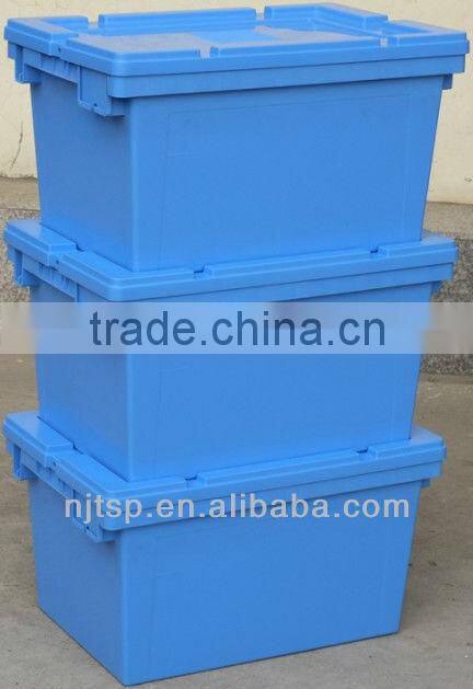 Turnover plastic container with lids