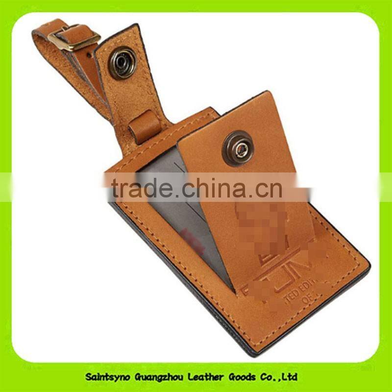 16030 Custom braned teco-friendly travel hotel gifts brown leather airport luggage tag