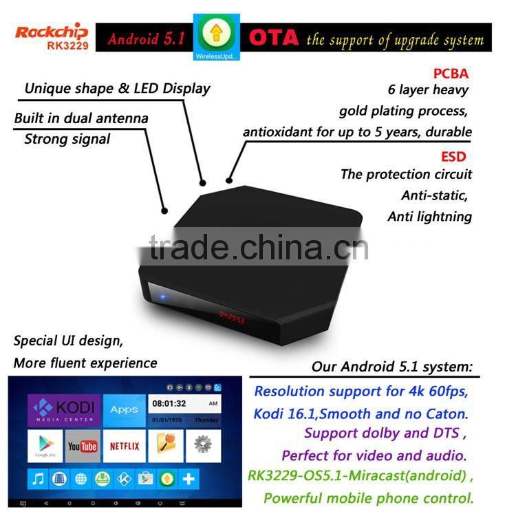 RK3299 Android TV Box R Box Android5.1 TV Box 2GB RAM 8GB NAND Flash 4K Media Player KODI16.1 Fully Loaded