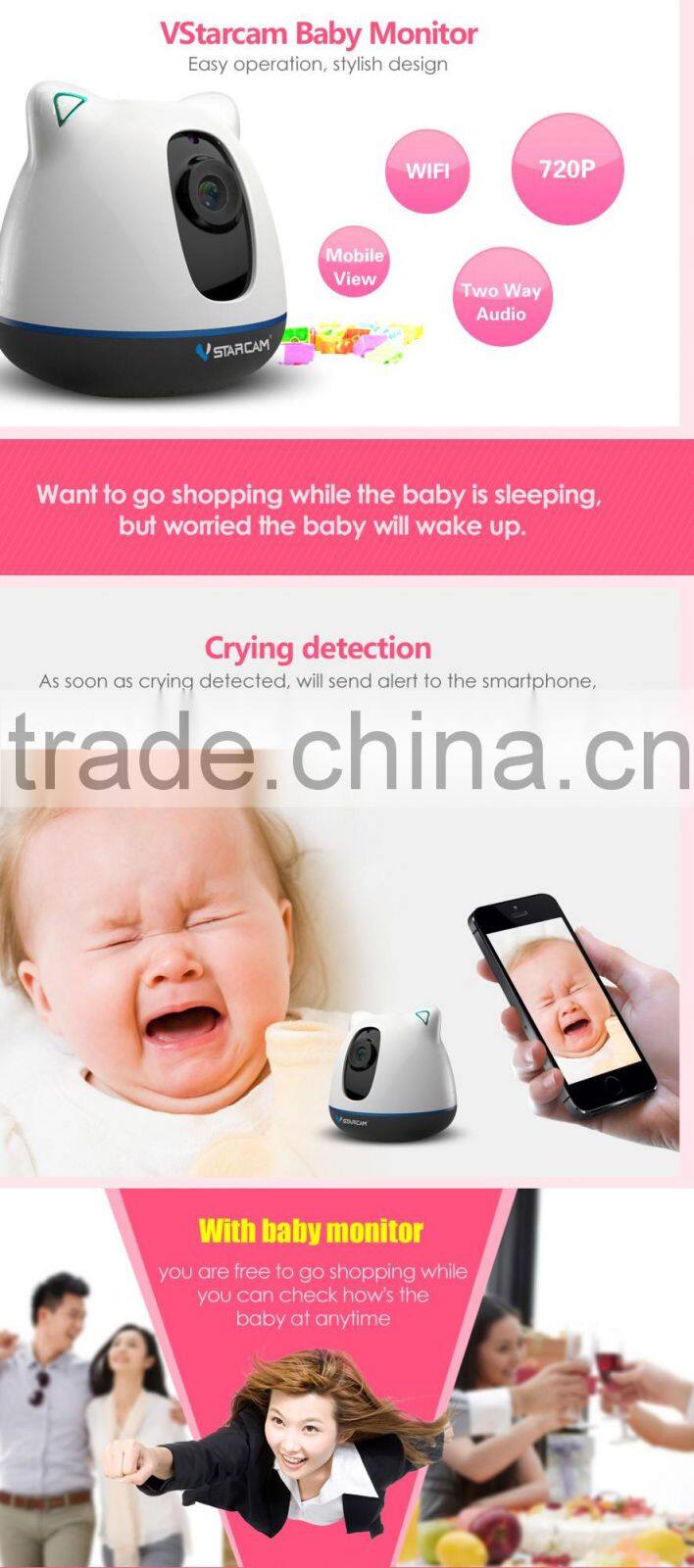 VStarcam H.264 720P wireless video digital camera baby monitor
