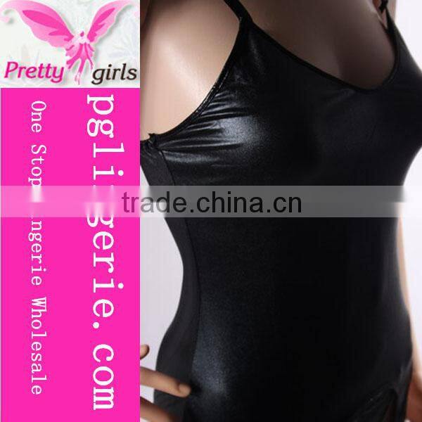 Factory Price Black Cheap Leather Catsuit Jumpsuit