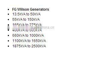P605 484kw/605kva Diesel generator FG wilson(2806A-E18TAG1) with Stamford Alternator