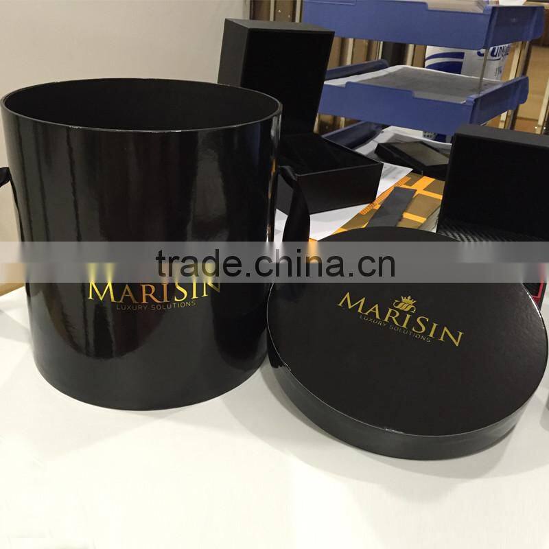 Elegant Round Flower Box with gold Logo