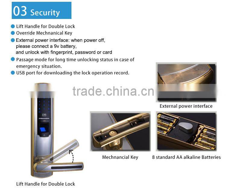 sansung keyless biometric fingerprint door lock with access control system