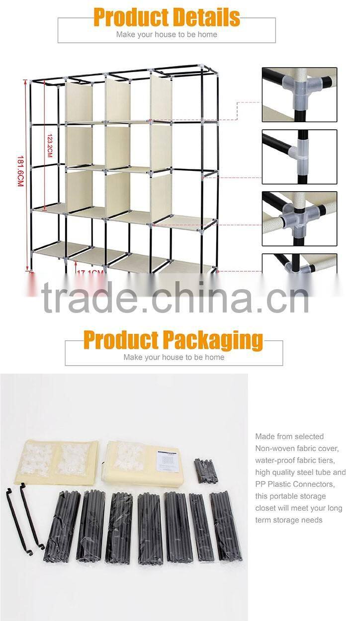 Assembled Large Non-woven Fabric Sturdy Bedroom Wardrobe Closet for Clothes,Quilt,Accesories