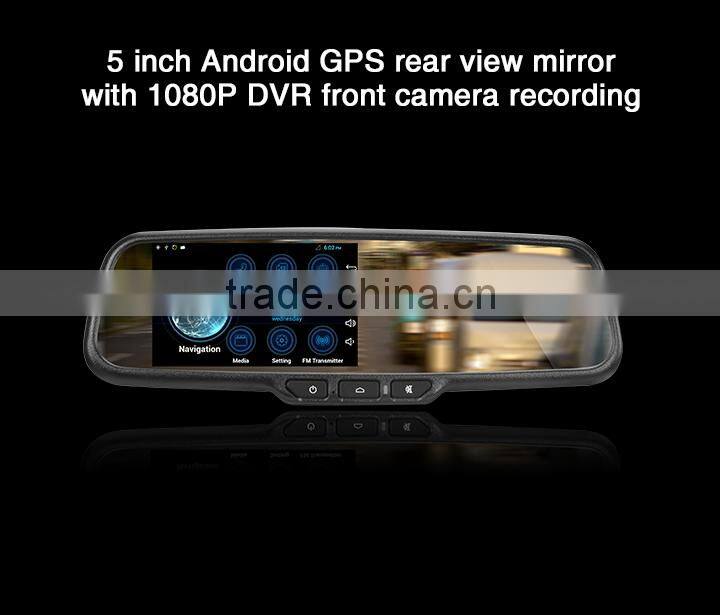 Car digital rearview mirror 5 inch touch screen android gps mirror with 1080p dvr function