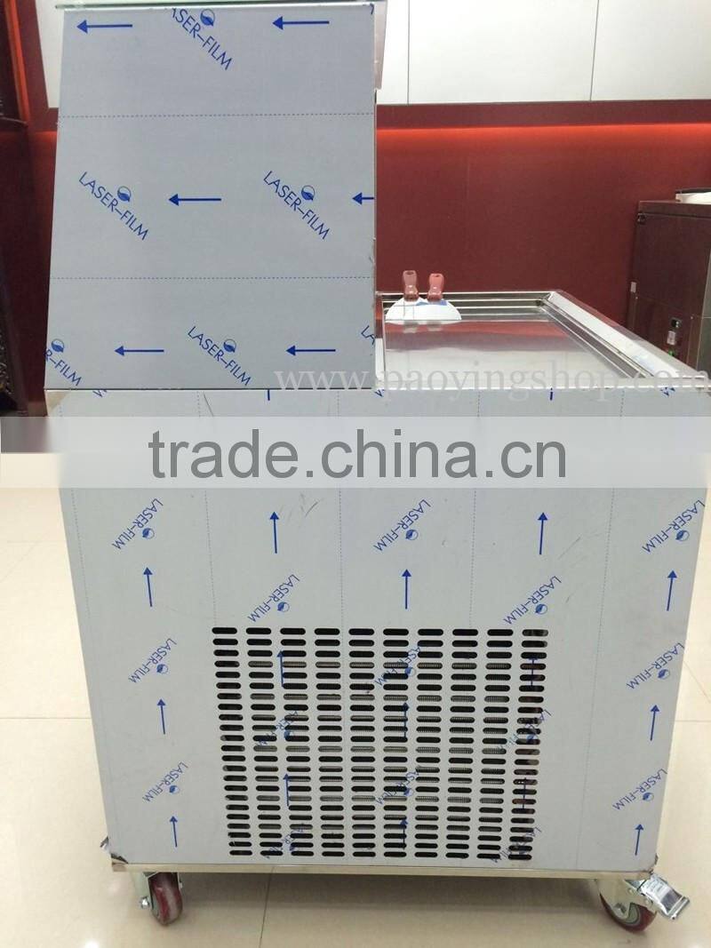 R22 Double Compressor Stainless Steel 110v 220v Electric Flat Pan Frozen Yogurt Rolling Ice Cream Machine with 8 Boxes