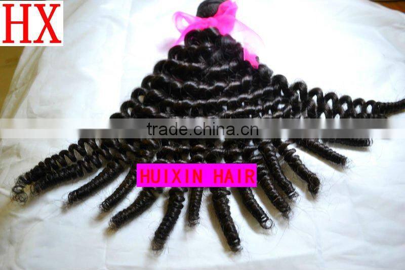 100% human Natural virgin Malaysian spiral hair extensions weave free shipping