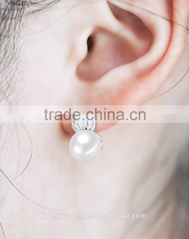 2016 new natural cultured freshwater pearl earring 8.5-9mm 925 silver pearl earrings