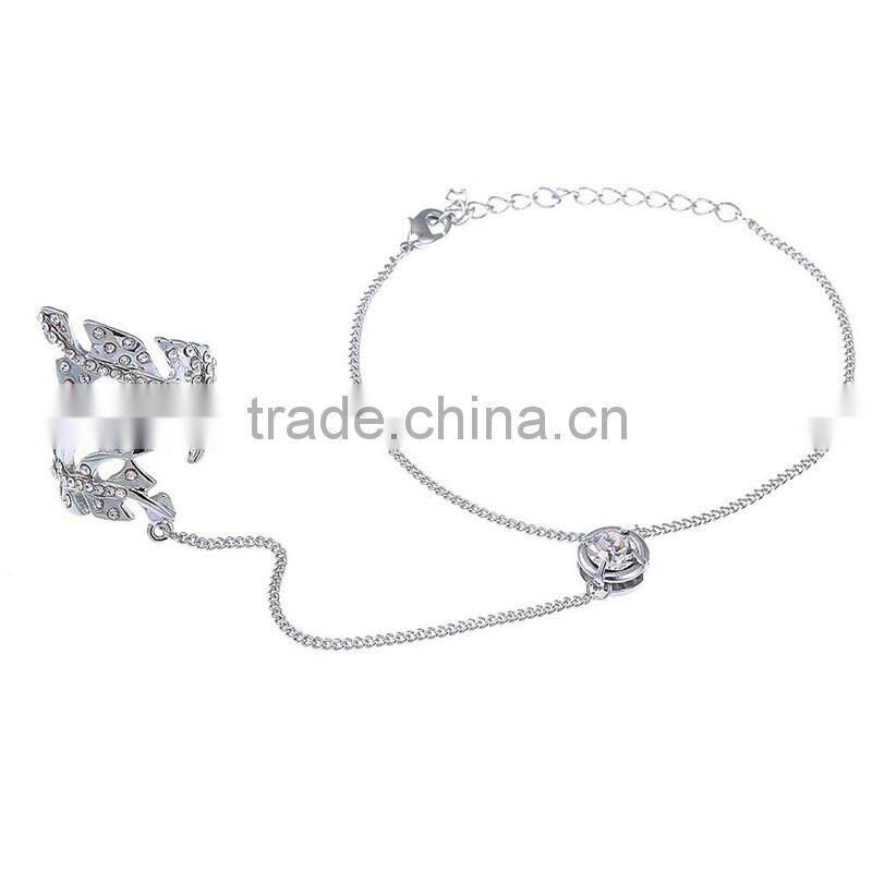 Stainless steel jewelry feather leaf rings