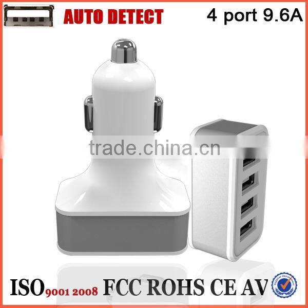 mobile accessory 2015 four 4 port car usb charger 9.6a,48w vehicle charger
