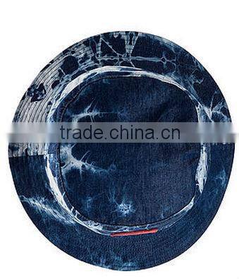 sun protection fashion summer blue jean bucket hats and cap cowboy leather patch custom jean bucket hat
