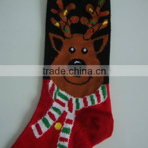 GSC-67 Haining GS custom cartoon big head of elk design red cotton kids children christmas sock