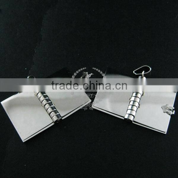 25x28mm 316L stainless steel book locket with rhodium plated pages DIY custom laser pendant charm supplies 1820253