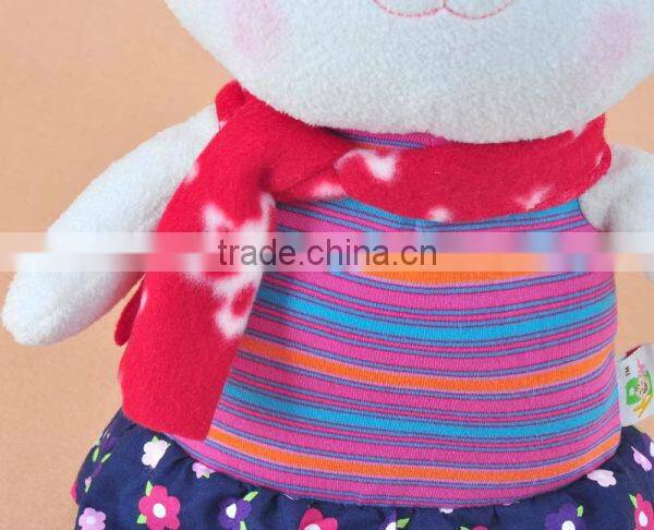 Funny stuffed plush rabbit toy with scarf