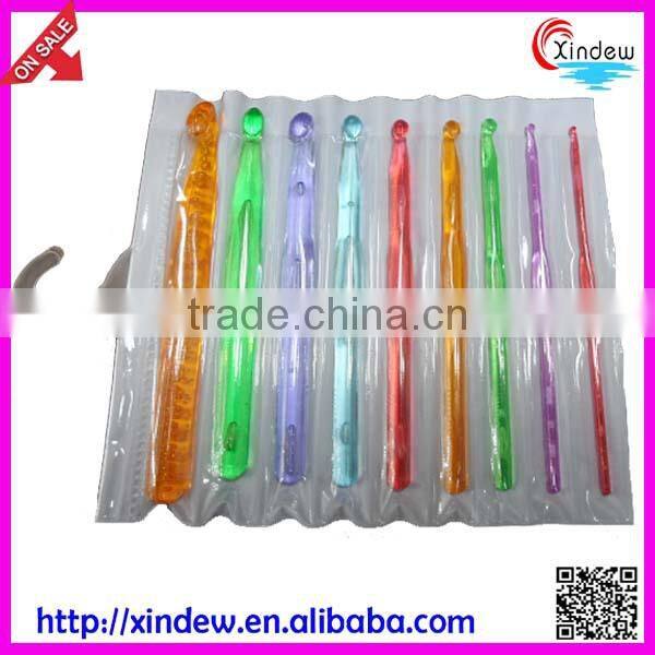 Carbonized bamboo wooden crochet hook kit in cloth bag package