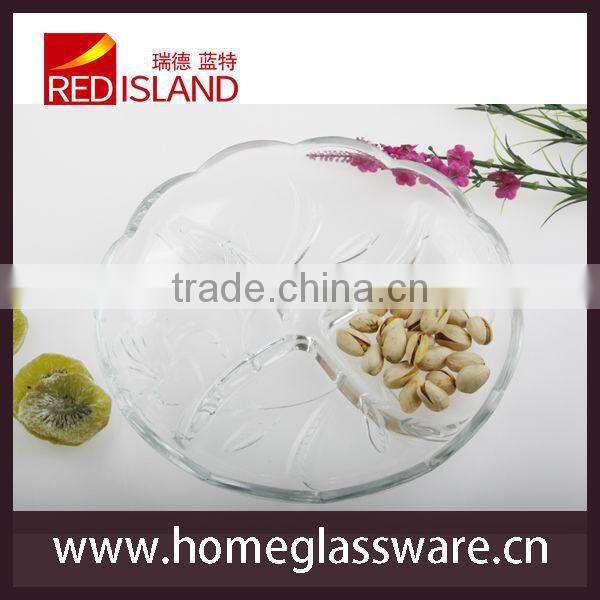 22.5cm Round Glass Candy Bowl Plate Dish Serving Tray Dividers