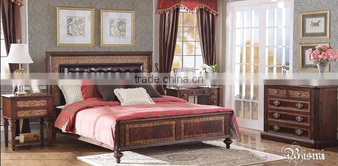 Distinguished Palace Bedroom Set Furniture, Antique Carved Wooden Bed With Night Stand, Hand Painted Royal Bed Wooden Furniture