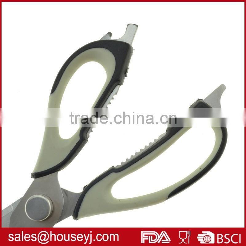 soft grip tpr handle kitchen scissors with magnetic holder