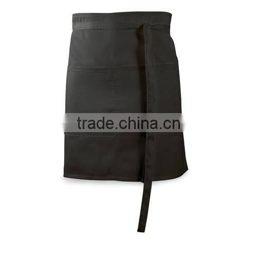 half-length kitchen apron with front pocket