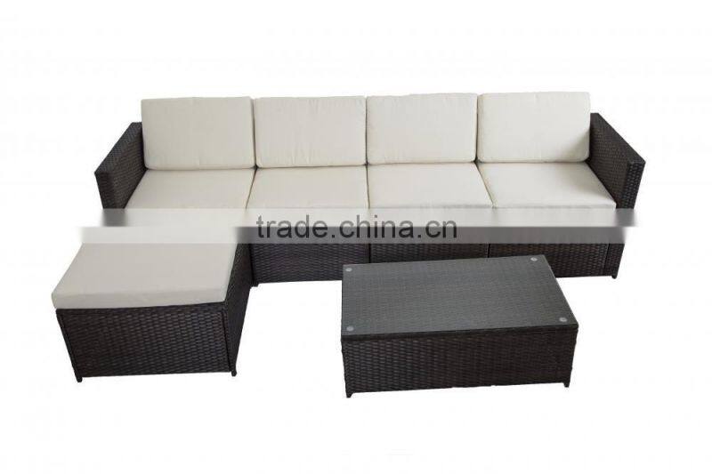 6 PCS Outdoor Patio Sofa Set Sectional Furniture PE Wicker Rattan Deck Couch